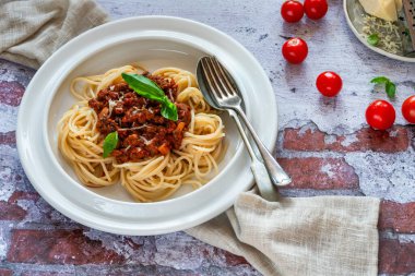 Quorn kıymalı vejetaryen eti olmayan bolonez.