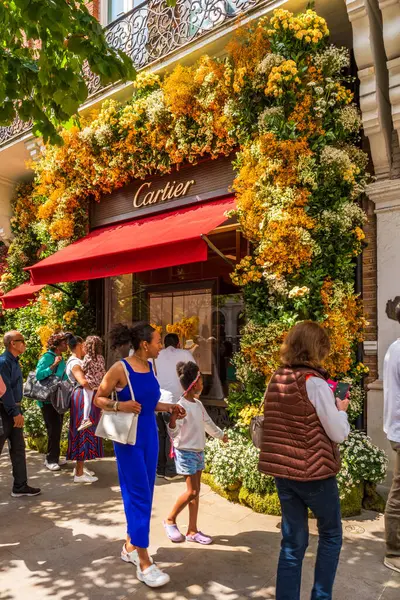 stock image LONDON, UK - MAY 25, 2024: Spectacular floral displays for Chelsea in Bloom annual floral art show transform the streets of Chelsea with breathtaking displays made of fresh flowers