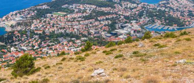 Hırvatistan 'daki Moutain Srd tepesinden Dubrovnik' in panoramik hava manzarası