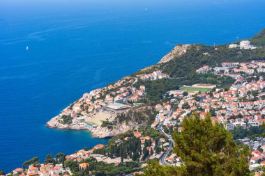 Hırvatistan 'daki Moutain Srd' un tepesinden Dubrovnik 'in hava manzarası