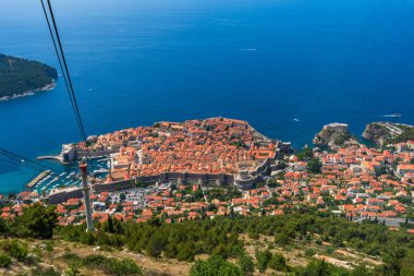 Hırvatistan 'ın Moutain Srd kentinden Dubrovnik' in hava manzarası