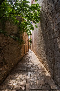 Hırvatistan 'ın Dubrovnik kentinde dar bir sokağa bak