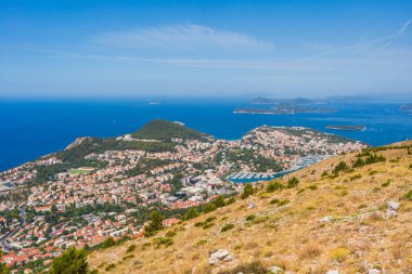 View of Dubrovnik from top of Moutain Srd in Croatia clipart