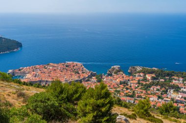 View of Dubrovnik Old Town from top of Moutain Srd in Croatia clipart