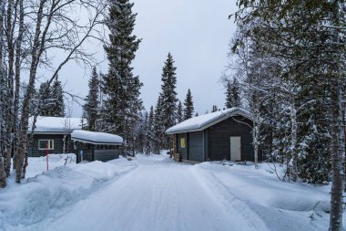 Finlandiya 'nın Akaslompolo çevresindeki Laponya' da güzel bir kış manzarası