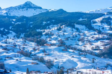 Kışın Grindelwald, İsviçre manzarası