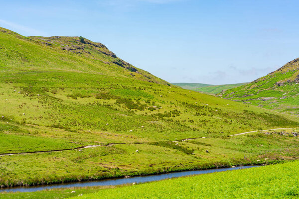 View of beautiful Welsh countryside in Elan Valley, Powys, Wales