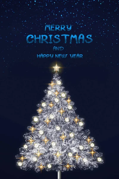 Καλά Χριστούγεννα Κείμενο Κόκκινο Φόντο Και Έλατο Δέντρο — Φωτογραφία Αρχείου