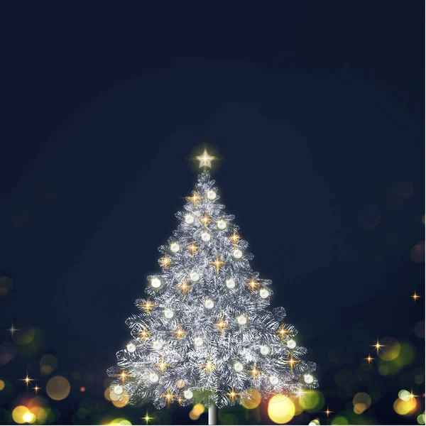 Feliz Fundo Natal Com Abeto Branco Isolado Azul — Fotografia de Stock