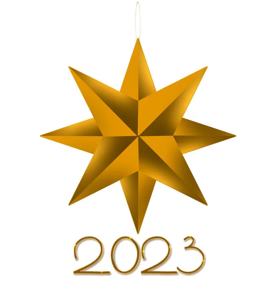 Estrela Natal Isolado Fundo Branco Feliz Ano Novo 2023 — Fotografia de Stock