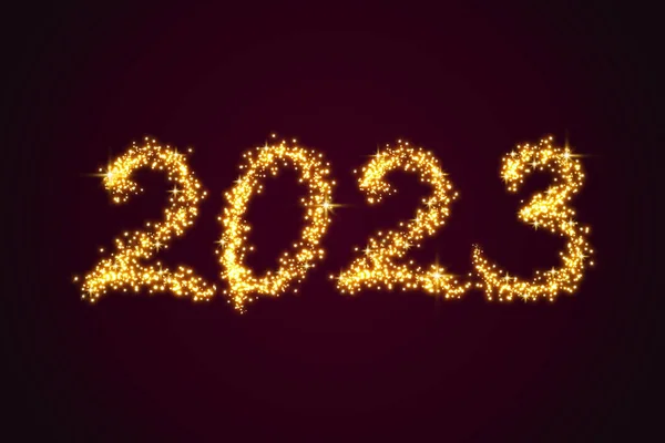 Happy New Year 2023 Golden Numbers Red — Stock Photo, Image