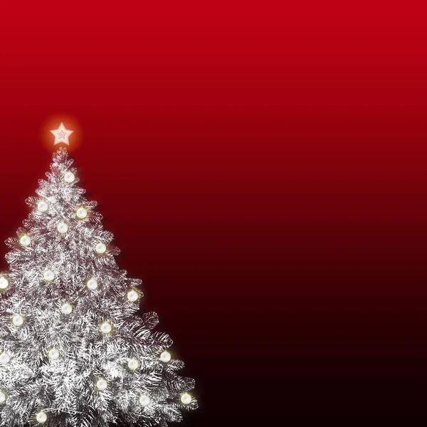 Feliz Fundo Natal Com Abeto Branco Isolado Vermelho — Fotografia de Stock