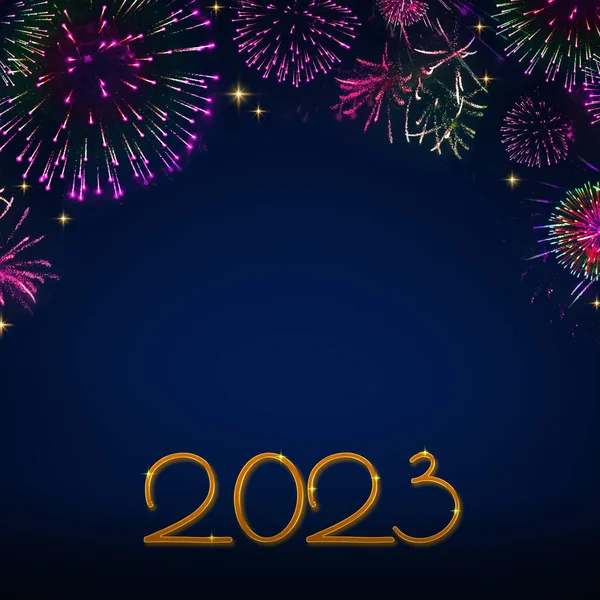 Happy New Year 2023 Golden Numbers Blue — Stock Photo, Image