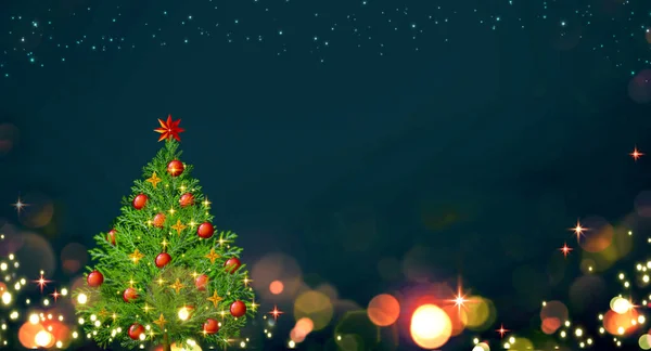 Frohe Weihnachten Hintergrund Mit Grünen Tanne Isoliert Auf Unschärfe — Stockfoto
