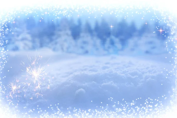 Winter Achtergrond Met Twee Bengaalse Lichten — Stockfoto