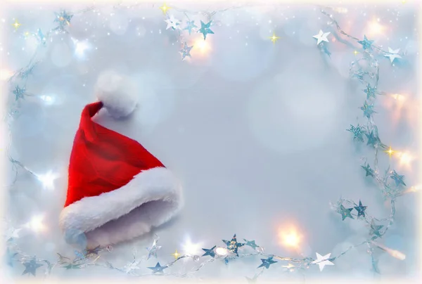 Sombrero Santa Aislado Sobre Fondo Blanco Fondo Navidad —  Fotos de Stock