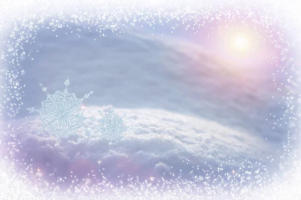 Schneeflocke Auf Schnee Hintergrund Winterurlaub — Stockfoto