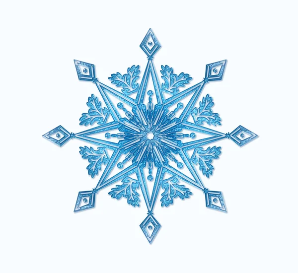 Blaue Schneeflocke Isoliert Auf Weißem Hintergrund — Stockfoto