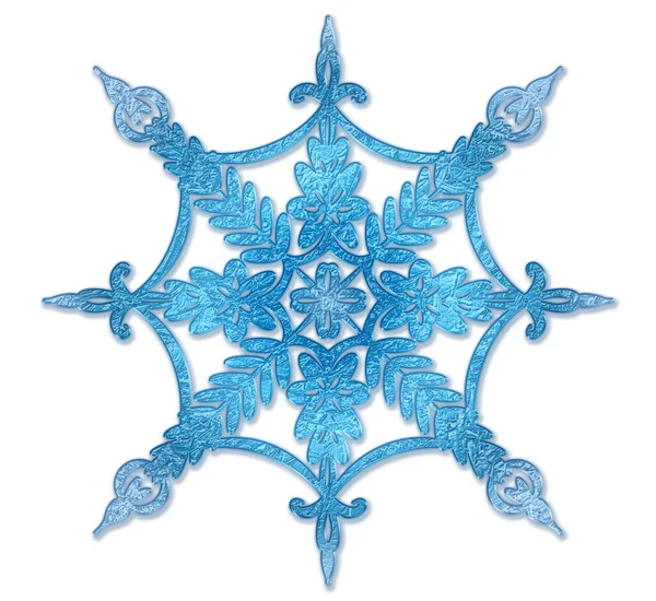 Blauwe Sneeuwvlok Geïsoleerd Witte Achtergrond — Stockfoto