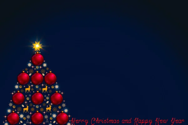 快乐的圣诞背景与五彩缤纷的冷杉树隔离在蓝色 — 图库照片