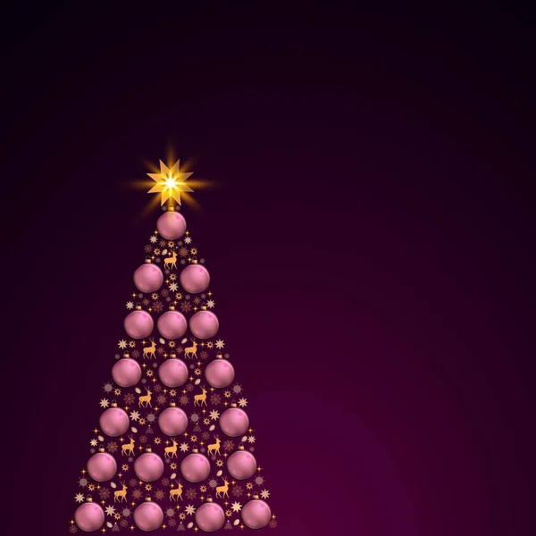Feliz Fundo Natal Com Abeto Colorido Isolado Roxo — Fotografia de Stock