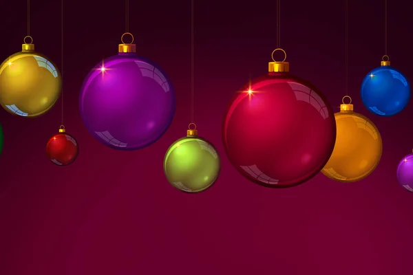 Christmas Balls Isolated Red Background — Stock Photo, Image