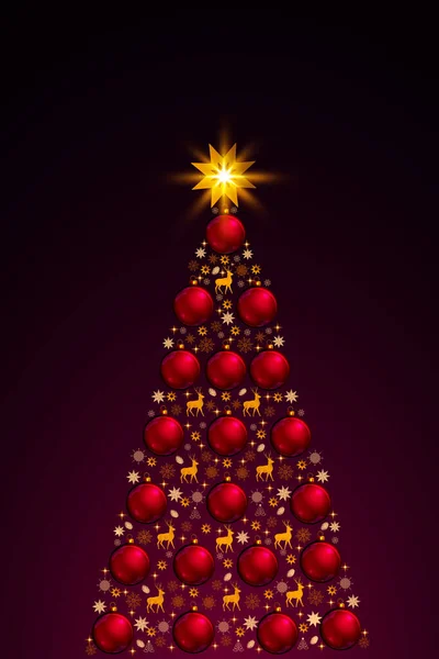 Веселый Рождественский Фон Красочной Елкой Изолированной Красном — стоковое фото