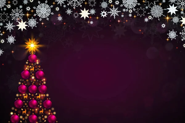 Feliz Fundo Natal Com Abeto Colorido Isolado Roxo — Fotografia de Stock