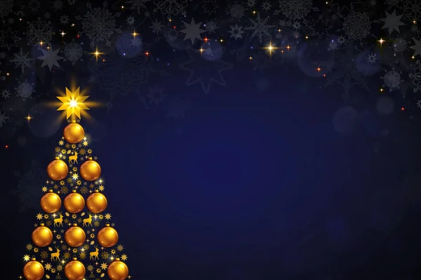 カラフルなモミの木が青に隔離されたメリークリスマスの背景 — ストック写真