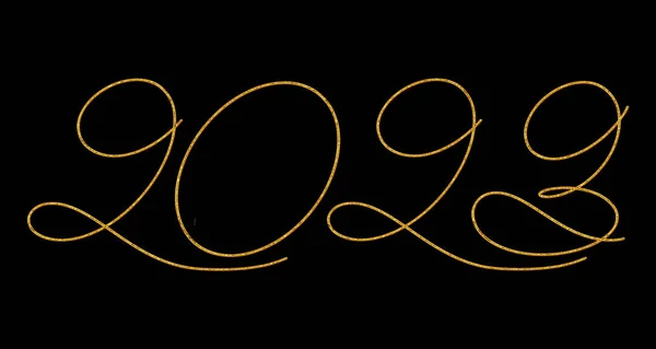 Year 2023 Golden Numbers Glitters Black Background — Stock Photo, Image