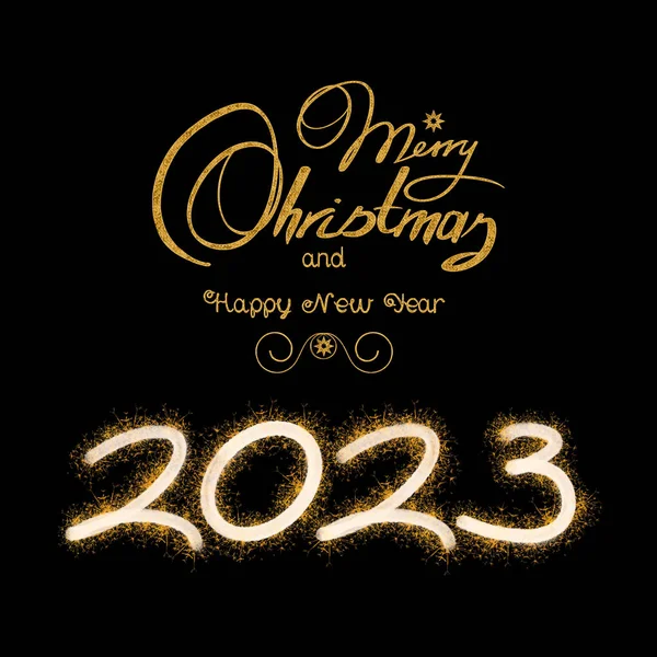 黑色背景的2023新年快乐 — 图库照片