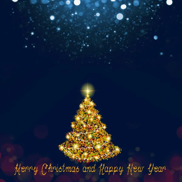 Christmas Tree Lights Isolated Blue Background — Stock Photo, Image