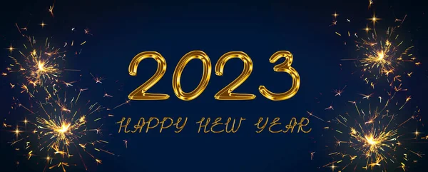 Happy new Year text background with bengal lights. Happy New Year 2023.