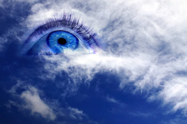 Blue Eye View Clouds Sky Background — Stock fotografie