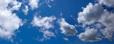 Sunny background with blue sky and white clouds as summer natural background.