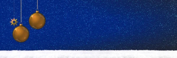 Winter Achtergrond Met Witte Sneeuw Gouden Ballen Geïsoleerd — Stockfoto