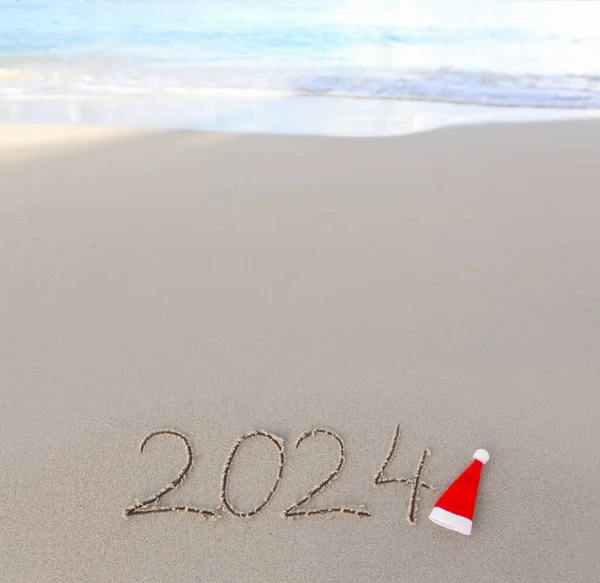 Новым 2024 Годом Морском Пляже — стоковое фото