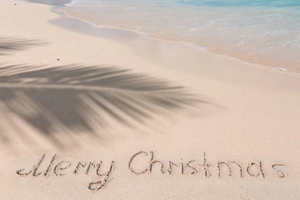 Joyeux Noël Écriture Dans Sable Blanc Des Caraïbes — Photo