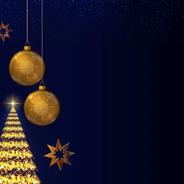 ブルーに輝くクリスマスツリーとクリスマスの背景 — ストック写真