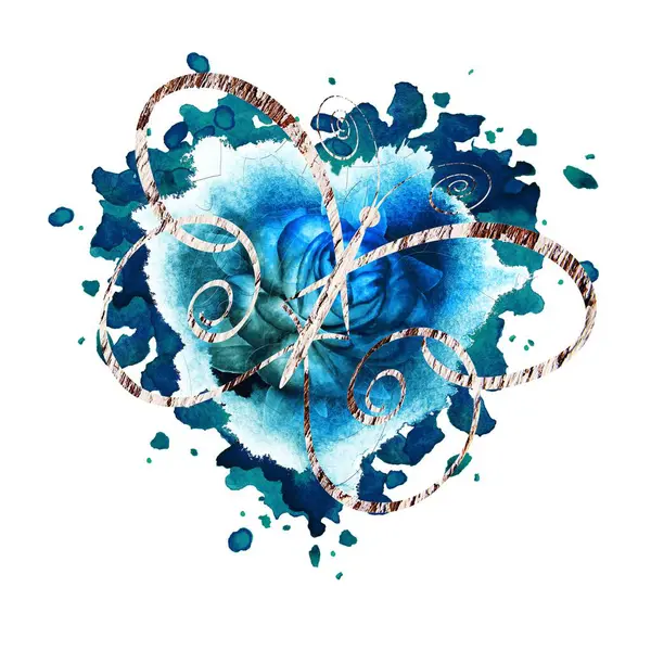 Mavi Çiçek Sevgililer Günü Kalbi Beyaz Arka Planda Izole Telifsiz Stok Imajlar
