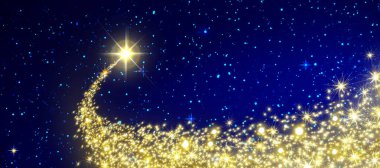 Christmas stars sky background.Blue abstract background with Christmas star. clipart