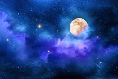 Yıldızlar gökyüzü dolunay ile soyut arkaplan.