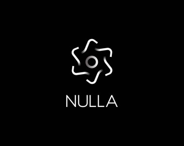 Dönüşümlü logodaki soyut çiçek. Negatif uzayda yaratıcı bilim atom teknolojisi sembolü. Vektör illüstrasyonu