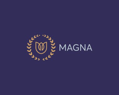 Soyut çiçek amblemi. Zarif tomurcuk yaprağı logosu. Doğrusal Salon Mücevher Spa Kozmetik İmza Simgesi. Vektör illüstrasyonu