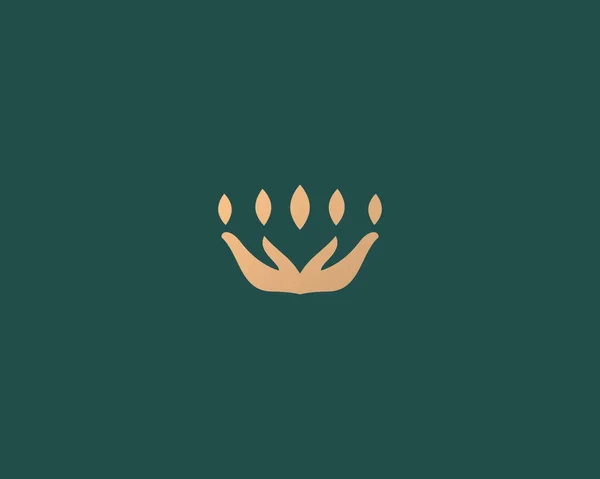 Abstraktes Kronenlogo Hände Form Eines Kronensymbols Spa Schönheitssalon Massage Logotyp — Stockvektor