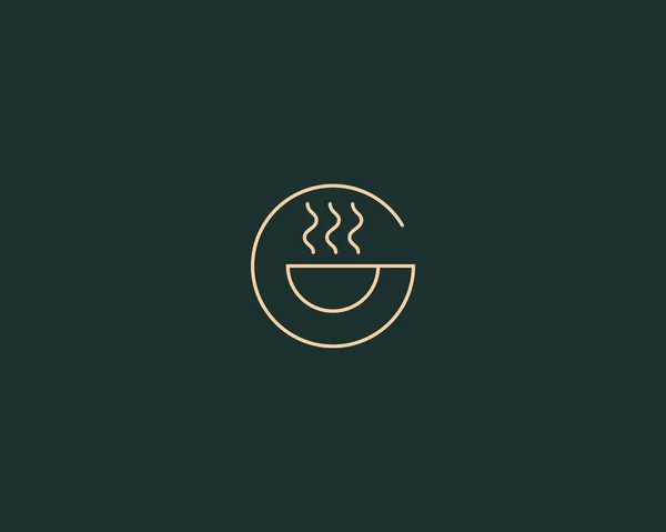 Kubek Parze Liniowym Logo Litery Gorąca Parująca Herbata Lub Filiżanka — Wektor stockowy