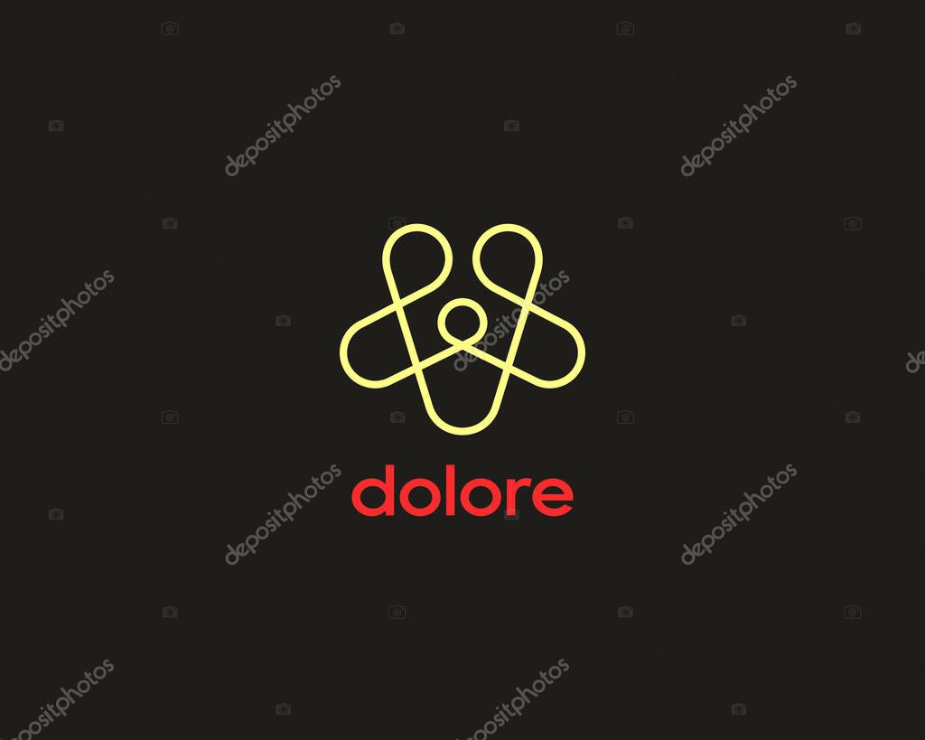 Continuous line people sign. Family community logo concept. Creative love care symbol. Vector illustration
