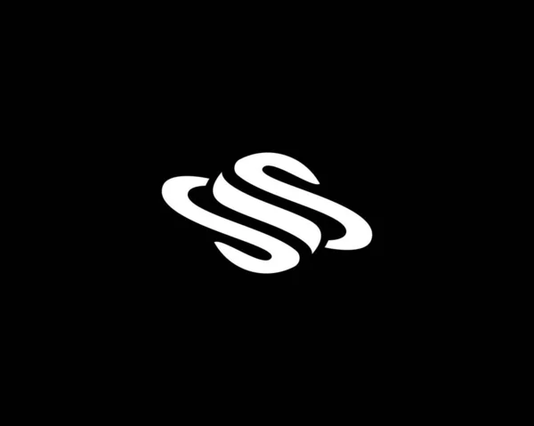 Abstraktní Logo Logotyp Černé Bílé Planety Tvůrčí Vlna Ohýbá Vektorová — Stockový vektor