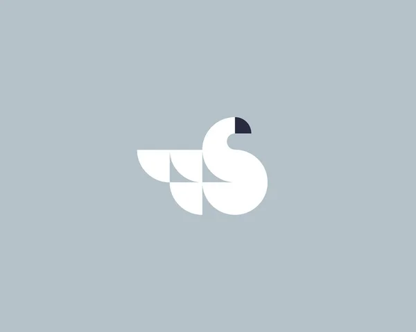Abstraktní Geometrické Tvary Labutí Logo Design Husí Logotyp Ikona Ptáka — Stockový vektor