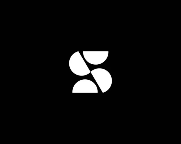 幾何学的形状からSのロゴタイプ クリエイティブナンバー5アイコン 普遍的なモノグラム単位の記号 黒と白のロゴ ベクターイラスト — ストックベクタ